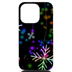 Snowflakes Snow Winter Christmas Iphone 14 Pro Black Uv Print Case by Grandong