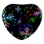 Snowflakes Snow Winter Christmas Heart Glass Fridge Magnet (4 pack) Front