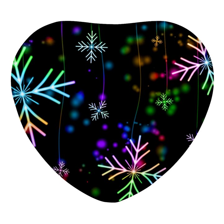 Snowflakes Snow Winter Christmas Heart Glass Fridge Magnet (4 pack)