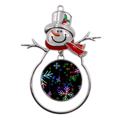 Snowflakes Snow Winter Christmas Metal Snowman Ornament by Grandong