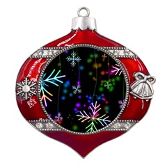 Snowflakes Snow Winter Christmas Metal Snowflake And Bell Red Ornament by Grandong