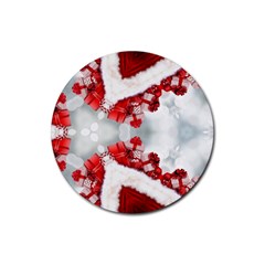 Christmas-background-tile-gifts Rubber Round Coaster (4 pack)