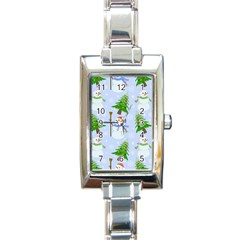 New Year Christmas Snowman Pattern, Rectangle Italian Charm Watch