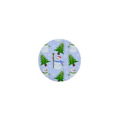 New Year Christmas Snowman Pattern, 1  Mini Buttons by Grandong