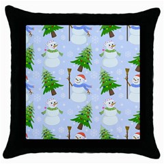 New Year Christmas Snowman Pattern, Throw Pillow Case (black) by Grandong