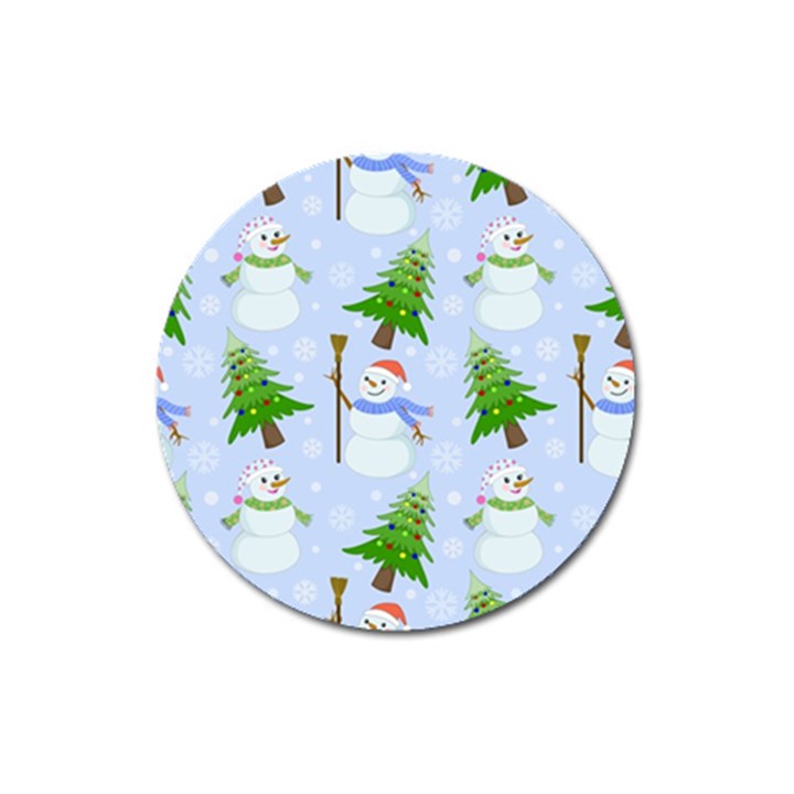 New Year Christmas Snowman Pattern, Magnet 3  (Round)