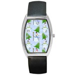 New Year Christmas Snowman Pattern, Barrel Style Metal Watch Front