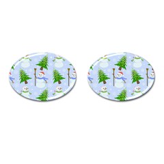 New Year Christmas Snowman Pattern, Cufflinks (oval) by Grandong