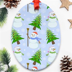 New Year Christmas Snowman Pattern, Oval Ornament (two Sides) by Grandong