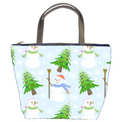 New Year Christmas Snowman Pattern, Bucket Bag by Grandong