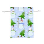 New Year Christmas Snowman Pattern, Lightweight Drawstring Pouch (S) Front