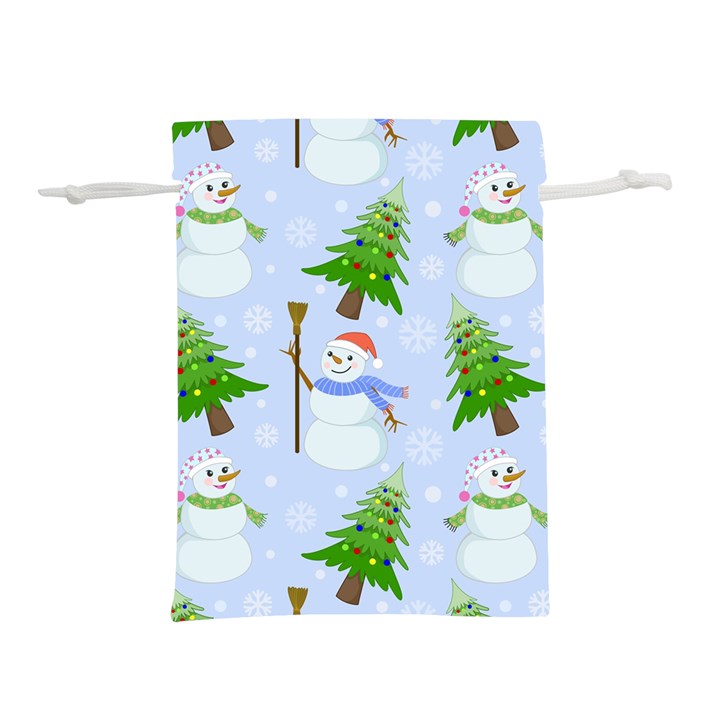 New Year Christmas Snowman Pattern, Lightweight Drawstring Pouch (S)