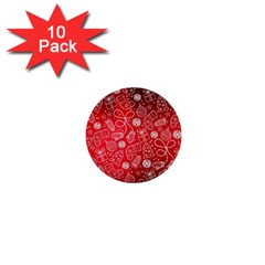 Christmas Pattern Red 1  Mini Buttons (10 Pack)  by Grandong