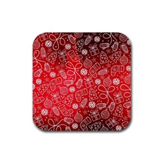 Christmas Pattern Red Rubber Coaster (square) by Grandong