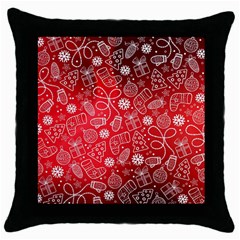 Christmas Pattern Red Throw Pillow Case (black) by Grandong