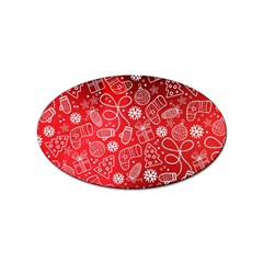 Christmas Pattern Red Sticker Oval (100 Pack)