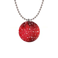 Christmas Pattern Red 1  Button Necklace by Grandong