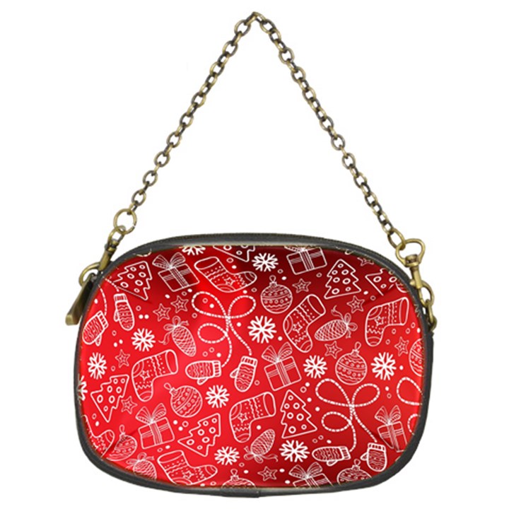 Christmas Pattern Red Chain Purse (Two Sides)