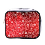 Christmas Pattern Red Mini Toiletries Bag (One Side) Front