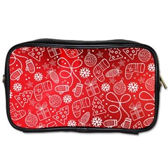 Christmas Pattern Red Toiletries Bag (one Side) by Grandong