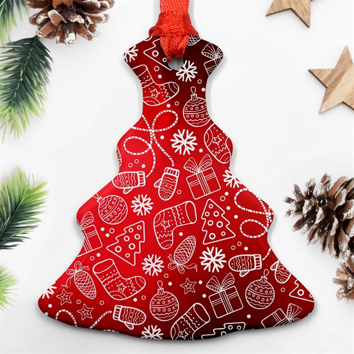 Christmas Pattern Red Ornament (Christmas Tree) 