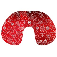 Christmas Pattern Red Travel Neck Pillow by Grandong