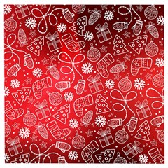 Christmas Pattern Red Wooden Puzzle Square by Grandong