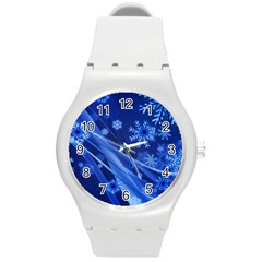 Christmas-card-greeting-card-star Round Plastic Sport Watch (m) by Grandong