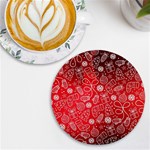 Christmas Pattern Red UV Print Round Tile Coaster Front