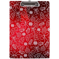 Christmas Pattern Red A4 Acrylic Clipboard by Grandong