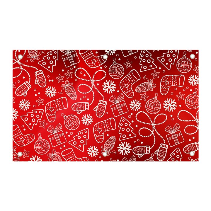 Christmas Pattern Red Banner and Sign 5  x 3 