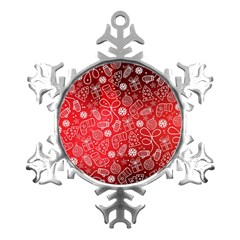 Christmas Pattern Red Metal Small Snowflake Ornament by Grandong