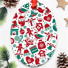 Background Vector Texture Christmas Winter Pattern Seamless Ornament (oval) by Grandong