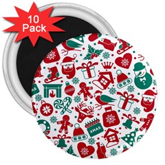 Background Vector Texture Christmas Winter Pattern Seamless 3  Magnets (10 Pack)  by Grandong