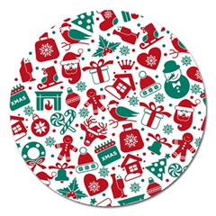 Background Vector Texture Christmas Winter Pattern Seamless Magnet 5  (round) by Grandong