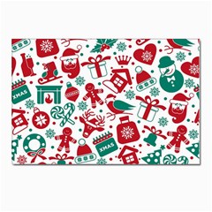 Background Vector Texture Christmas Winter Pattern Seamless Postcards 5  X 7  (pkg Of 10) by Grandong