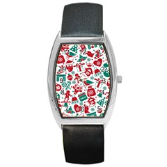 Background Vector Texture Christmas Winter Pattern Seamless Barrel Style Metal Watch by Grandong