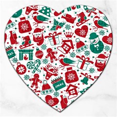 Background Vector Texture Christmas Winter Pattern Seamless Jigsaw Puzzle (heart) by Grandong