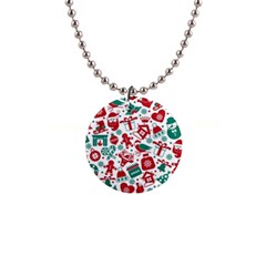 Background Vector Texture Christmas Winter Pattern Seamless 1  Button Necklace by Grandong