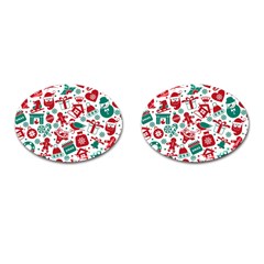 Background Vector Texture Christmas Winter Pattern Seamless Cufflinks (oval) by Grandong