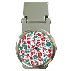 Background Vector Texture Christmas Winter Pattern Seamless Money Clip Watches by Grandong