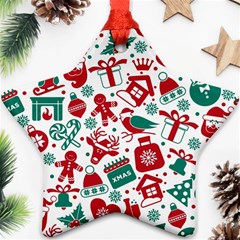 Background Vector Texture Christmas Winter Pattern Seamless Star Ornament (two Sides) by Grandong