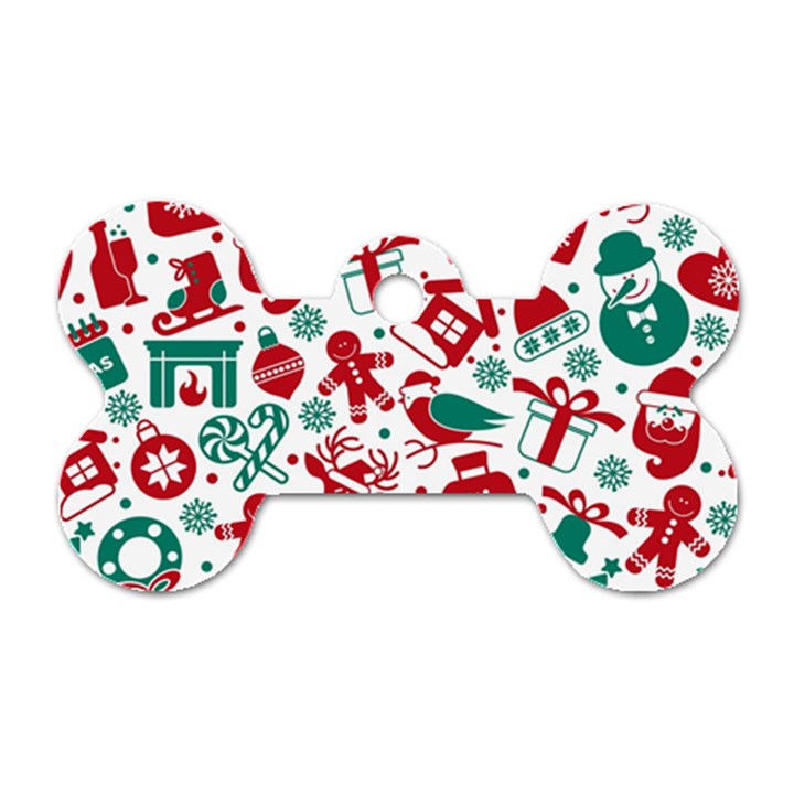 Background Vector Texture Christmas Winter Pattern Seamless Dog Tag Bone (Two Sides)