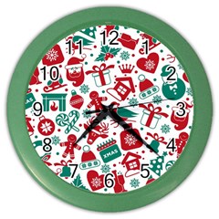 Background Vector Texture Christmas Winter Pattern Seamless Color Wall Clock by Grandong