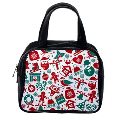 Background Vector Texture Christmas Winter Pattern Seamless Classic Handbag (one Side) by Grandong