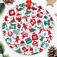 Background Vector Texture Christmas Winter Pattern Seamless Ornament (round Filigree) by Grandong