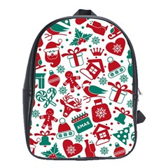 Background Vector Texture Christmas Winter Pattern Seamless School Bag (xl) by Grandong