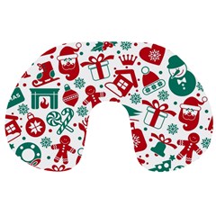 Background Vector Texture Christmas Winter Pattern Seamless Travel Neck Pillow by Grandong