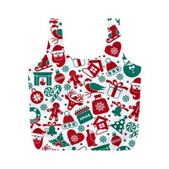 Background Vector Texture Christmas Winter Pattern Seamless Full Print Recycle Bag (m) by Grandong