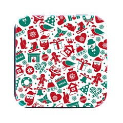 Background Vector Texture Christmas Winter Pattern Seamless Square Metal Box (black) by Grandong